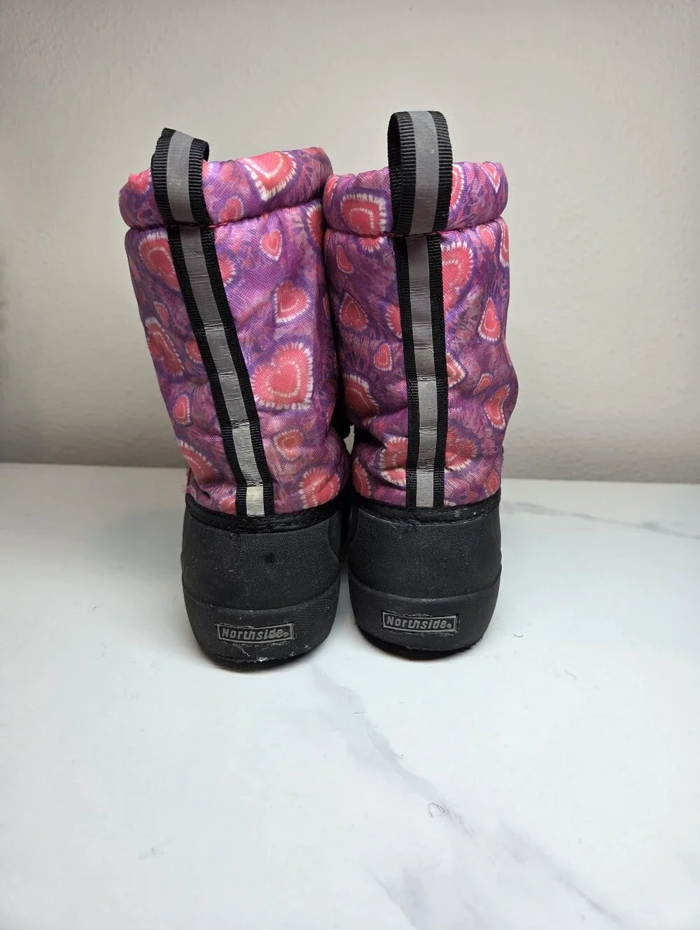 Northside Kids Frosty Polar Snow Boots Pink Purple Hearts Thinsulate Size 1 NWOB
